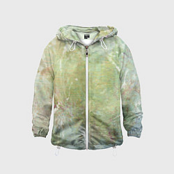 Детская ветровка Абстракция - white waves on green background