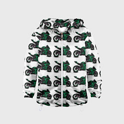 Ветровка с капюшоном детская Motorbike dark green, цвет: 3D-белый