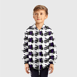 Ветровка с капюшоном детская The motorcycle is dark purple, цвет: 3D-белый — фото 2