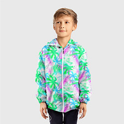 Ветровка с капюшоном детская Palm green light blue, цвет: 3D-белый — фото 2