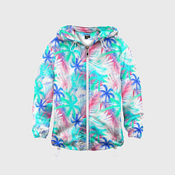 Ветровка с капюшоном детская Palm blue light blue, цвет: 3D-белый