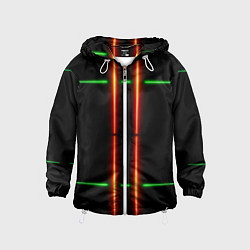 Детская ветровка Neon green black red line