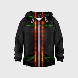 Ветровка с капюшоном детская Neon black green circles, цвет: 3D-белый