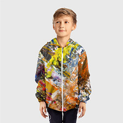 Ветровка с капюшоном детская Живая Абстракция: Поток Цветов и Форм в Постоянном, цвет: 3D-белый — фото 2