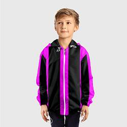 Ветровка с капюшоном детская Color black pink lines, цвет: 3D-белый — фото 2