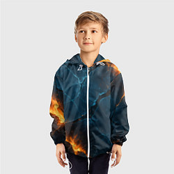 Ветровка с капюшоном детская Разлом плит с огнем, цвет: 3D-белый — фото 2