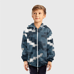 Ветровка с капюшоном детская Пиксельная текстура камуфляж, цвет: 3D-белый — фото 2