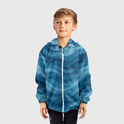 Ветровка с капюшоном детская Камуфляжные синие волны, цвет: 3D-белый — фото 2