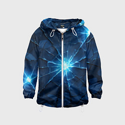 Ветровка с капюшоном детская Синий камуфляж со вспышками, цвет: 3D-белый