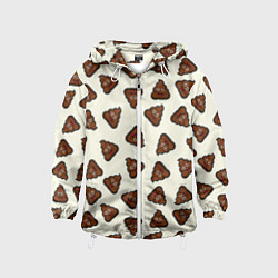 Ветровка с капюшоном детская Нашивки какашки, цвет: 3D-белый