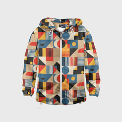 Ветровка с капюшоном детская Ритмы Баухауса, цвет: 3D-белый