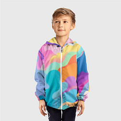 Ветровка с капюшоном детская Разноцветные красивые облака, цвет: 3D-белый — фото 2