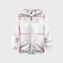 Ветровка с капюшоном детская Color white red stripes, цвет: 3D-белый
