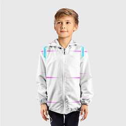 Ветровка с капюшоном детская Color white blue pink stripes, цвет: 3D-белый — фото 2