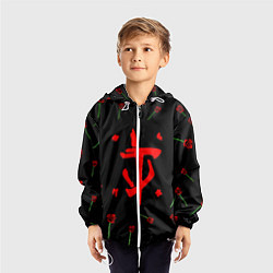 Ветровка с капюшоном детская Doom rose pattern, цвет: 3D-белый — фото 2