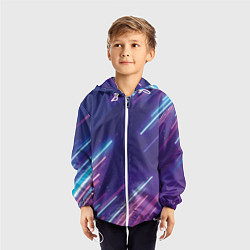Ветровка с капюшоном детская Абстракция бело синие красные полосы, цвет: 3D-белый — фото 2