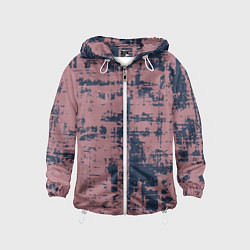 Ветровка с капюшоном детская Текстура с потертостями сине-розовая, цвет: 3D-белый