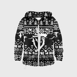 Ветровка с капюшоном детская Doom x elders scrolls pattern, цвет: 3D-белый