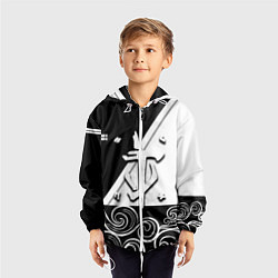 Ветровка с капюшоном детская Doom стильная геометрия, цвет: 3D-белый — фото 2