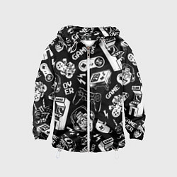 Ветровка с капюшоном детская Retro gamer pattern, цвет: 3D-белый