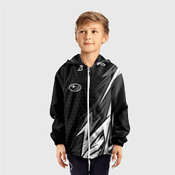 Ветровка с капюшоном детская Subaru - монохромный черный, цвет: 3D-белый — фото 2