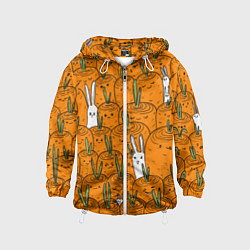 Ветровка с капюшоном детская Милый кролики в морковном поле, цвет: 3D-белый