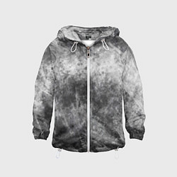 Ветровка с капюшоном детская Абстракция - black and white metal scuffs, цвет: 3D-белый