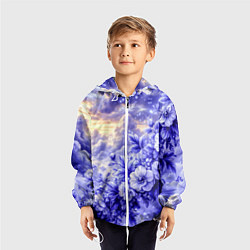 Ветровка с капюшоном детская Сине-сиреневый цветы на фоне облаков, цвет: 3D-белый — фото 2
