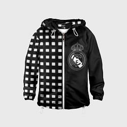 Ветровка с капюшоном детская Real Madrid клетка, цвет: 3D-белый