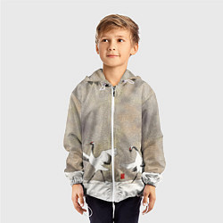 Ветровка с капюшоном детская Журавли на снегу, цвет: 3D-белый — фото 2