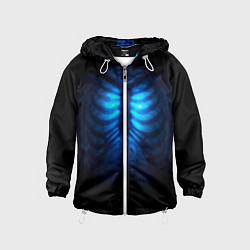 Ветровка с капюшоном детская Душа синяя - позвоночник и рёбра просвечиваются, цвет: 3D-белый