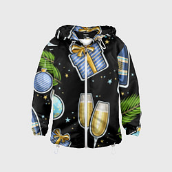 Ветровка с капюшоном детская Новогодний вайб, цвет: 3D-белый