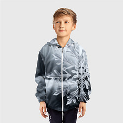 Ветровка с капюшоном детская Снежинка на черно белое, цвет: 3D-белый — фото 2