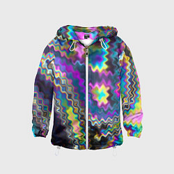 Ветровка с капюшоном детская Абстракция переливы, цвет: 3D-белый