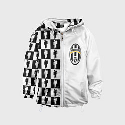 Ветровка с капюшоном детская Ювентус паттерн люди, цвет: 3D-белый