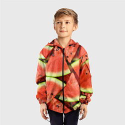 Ветровка с капюшоном детская Дольки арбуза, цвет: 3D-черный — фото 2