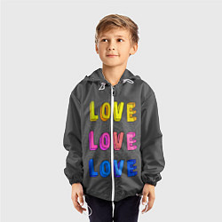 Ветровка с капюшоном детская Love Love Love, цвет: 3D-белый — фото 2