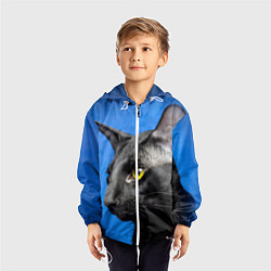 Ветровка с капюшоном детская Черный кот, цвет: 3D-белый — фото 2
