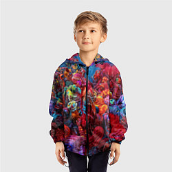 Ветровка с капюшоном детская Индуистский фестиваль красок Х, цвет: 3D-черный — фото 2