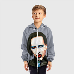 Ветровка с капюшоном детская Mаrilyn Manson Art, цвет: 3D-белый — фото 2