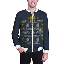 Бомбер мужской Новогодний свитер Чужой, цвет: 3D-белый — фото 2