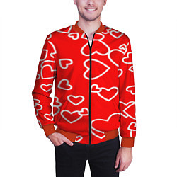Бомбер мужской Сердечки, цвет: 3D-красный — фото 2