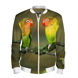Бомбер мужской Два попугая, цвет: 3D-белый