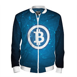 Бомбер мужской Bitcoin Blue, цвет: 3D-белый