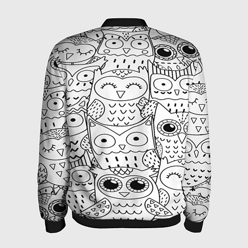 Мужской бомбер Совушки: узор / 3D-Черный – фото 2
