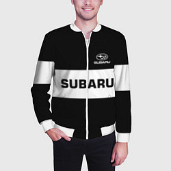 Бомбер мужской Subaru: Black Sport, цвет: 3D-белый — фото 2