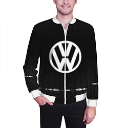 Бомбер мужской Volkswagen: Black Abstract, цвет: 3D-белый — фото 2