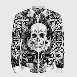 Бомбер мужской Grunge Skull, цвет: 3D-белый
