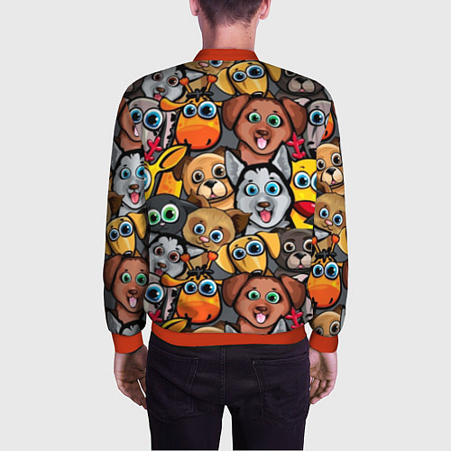 Мужской бомбер Веселые собаки / 3D-Красный – фото 4