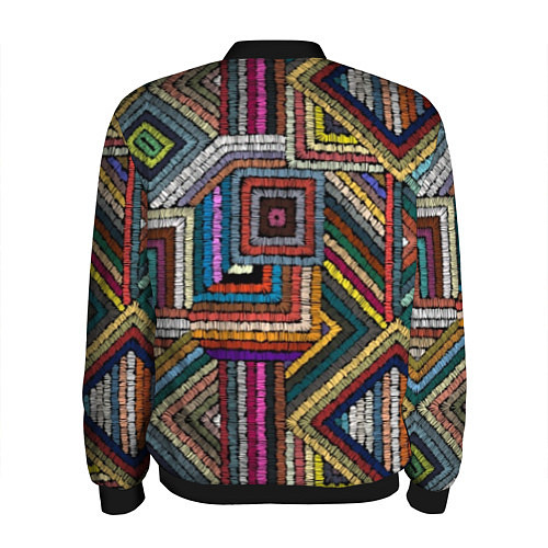 Мужской бомбер Этнический ковровый орнамент / 3D-Черный – фото 2